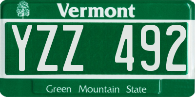 VT license plate YZZ492