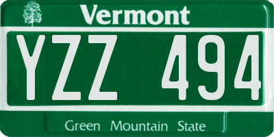 VT license plate YZZ494