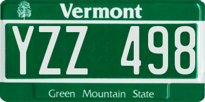 VT license plate YZZ498