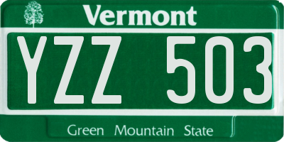 VT license plate YZZ503
