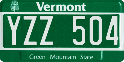 VT license plate YZZ504