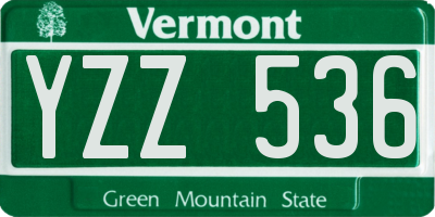 VT license plate YZZ536