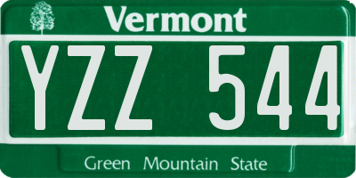 VT license plate YZZ544