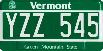VT license plate YZZ545