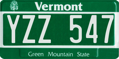 VT license plate YZZ547