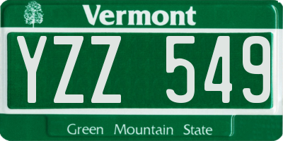 VT license plate YZZ549