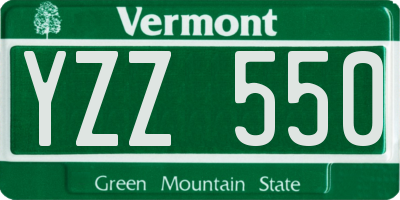 VT license plate YZZ550
