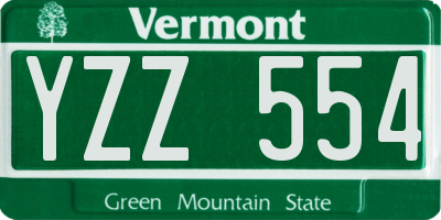 VT license plate YZZ554