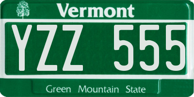 VT license plate YZZ555