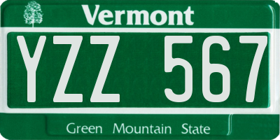 VT license plate YZZ567