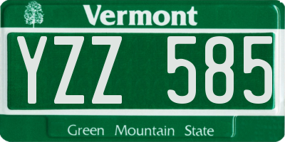 VT license plate YZZ585