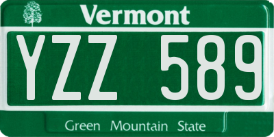 VT license plate YZZ589