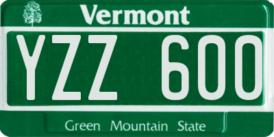 VT license plate YZZ600
