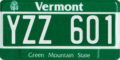 VT license plate YZZ601