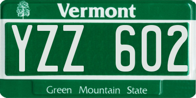 VT license plate YZZ602