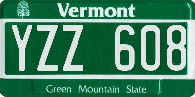VT license plate YZZ608