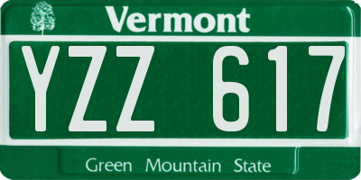 VT license plate YZZ617