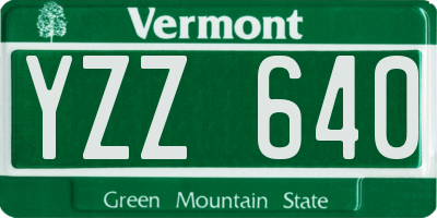 VT license plate YZZ640