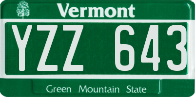 VT license plate YZZ643
