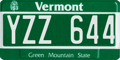 VT license plate YZZ644