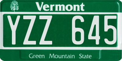 VT license plate YZZ645
