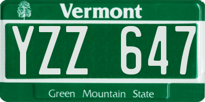 VT license plate YZZ647