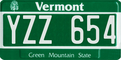 VT license plate YZZ654