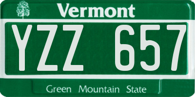 VT license plate YZZ657