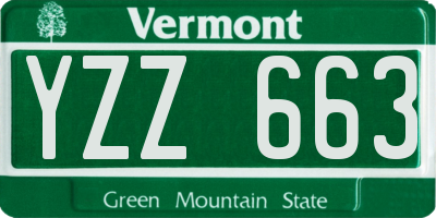 VT license plate YZZ663