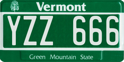 VT license plate YZZ666
