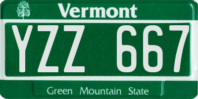 VT license plate YZZ667