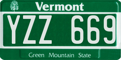 VT license plate YZZ669