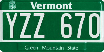VT license plate YZZ670