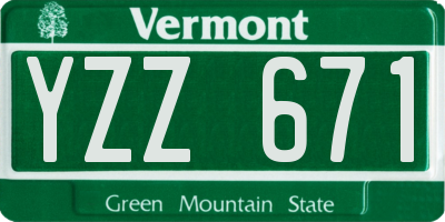 VT license plate YZZ671