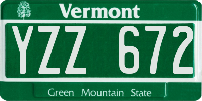 VT license plate YZZ672