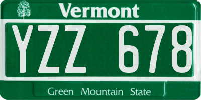 VT license plate YZZ678