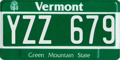 VT license plate YZZ679