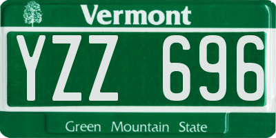 VT license plate YZZ696