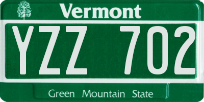 VT license plate YZZ702