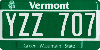 VT license plate YZZ707