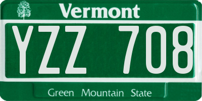 VT license plate YZZ708