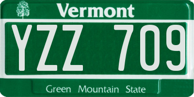 VT license plate YZZ709