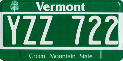 VT license plate YZZ722