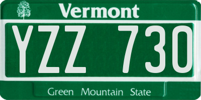 VT license plate YZZ730