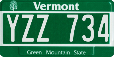 VT license plate YZZ734