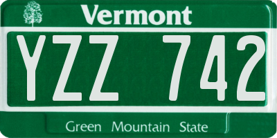 VT license plate YZZ742