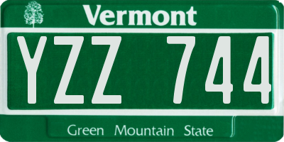 VT license plate YZZ744