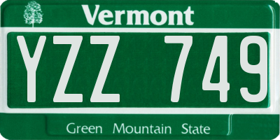 VT license plate YZZ749
