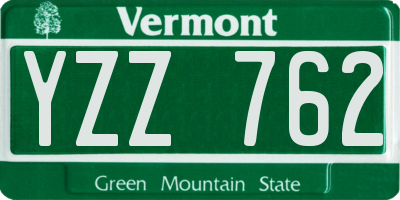 VT license plate YZZ762