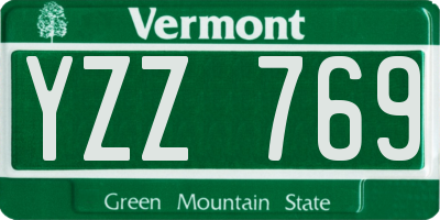 VT license plate YZZ769